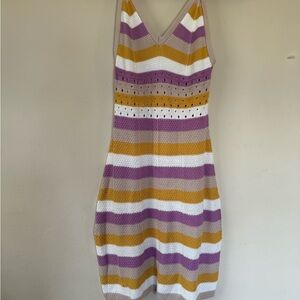 Striped Purple and Gold Knit Dress